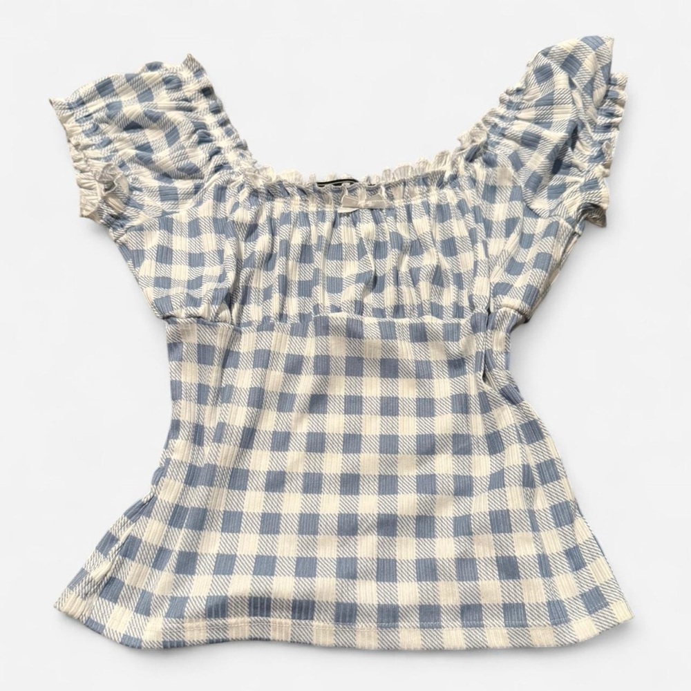 Vibe Blue and White Gingham Blouse